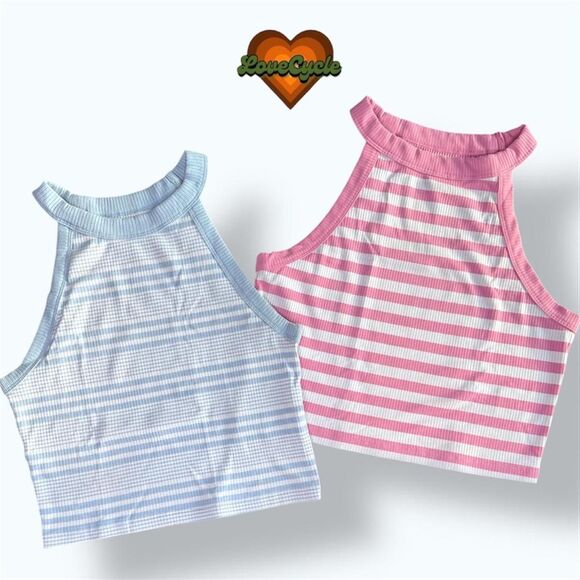 Women's AE Cropped Striped Ribbed Tank Top Bundle – Real Good Collection - Picture 1 of 8